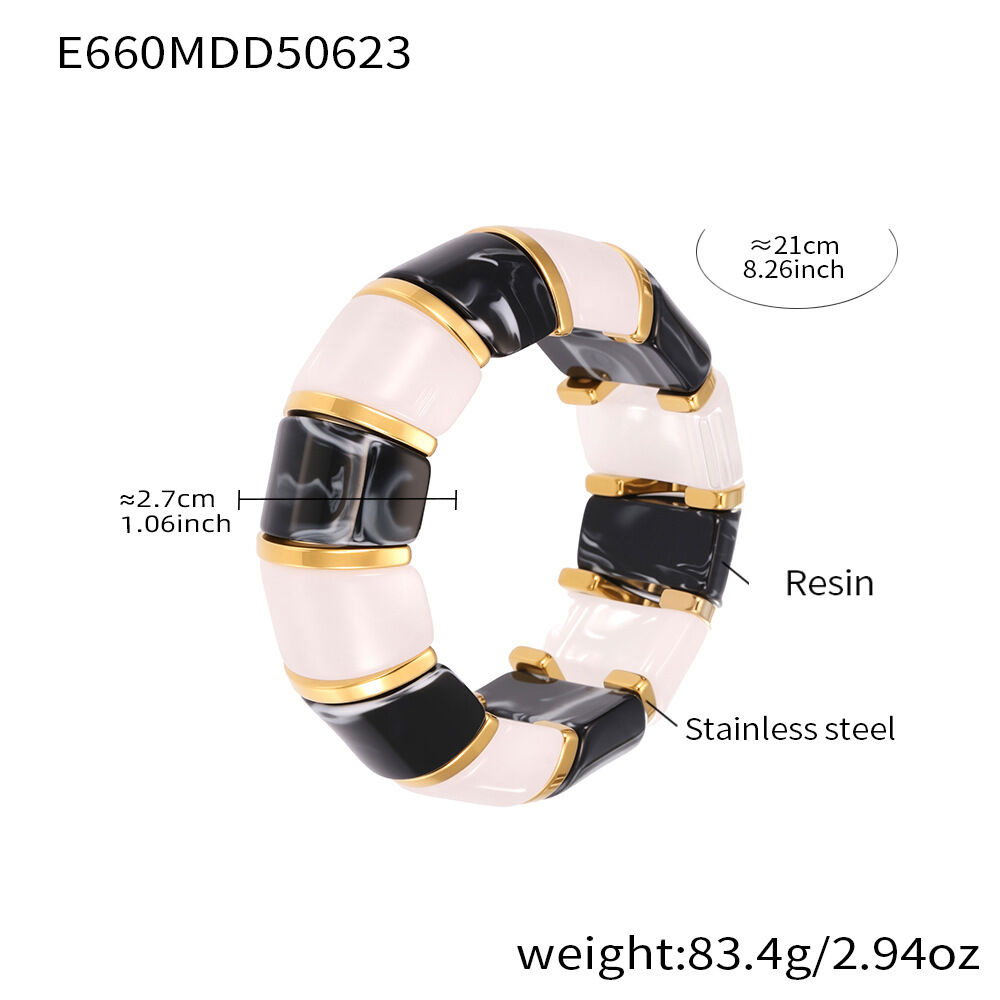 E660-Black And White Elastic Bracelet 20Cm Picture8