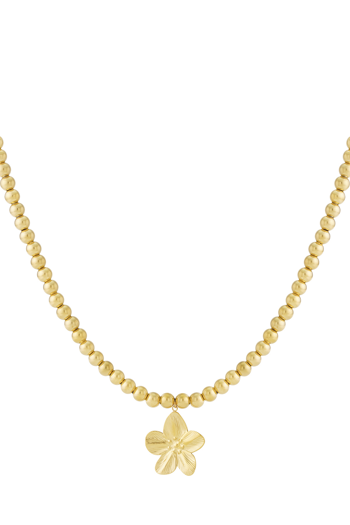 8mm hollow bead necklace with a flower 2