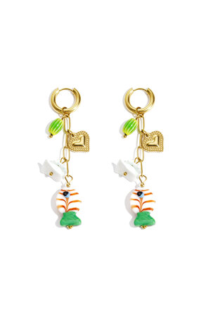 Earrings with chain and hanging charms h5