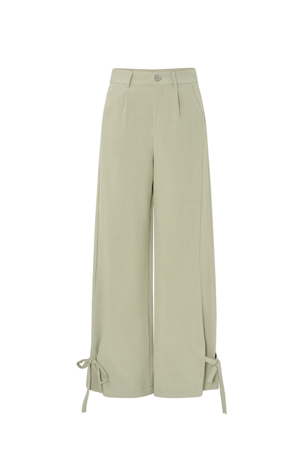 Woven Polyester Fiber Women's Straight Pants Casual Tie-up 2