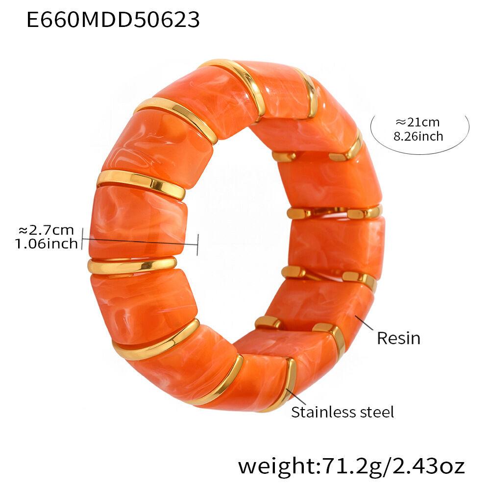 E660-Orange Elastic Bracelet 20Cm Picture2