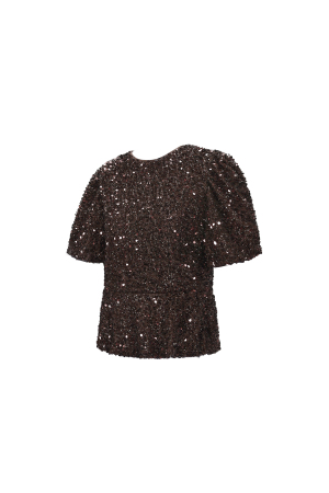 Tessuto Fibra Di Poliestere Donne Top A Manica Corta Elegante Paillettes h5 Immagine2