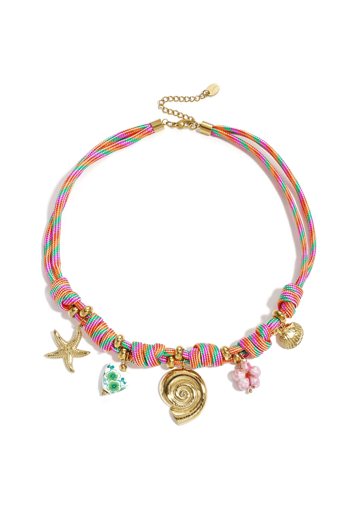 Rope chain with knots and shell charms h5 