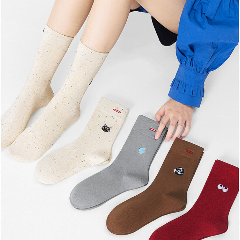 1 Pair Simple Cartoon Embroidered Cotton Mid-Calf Socks h5 Picture4