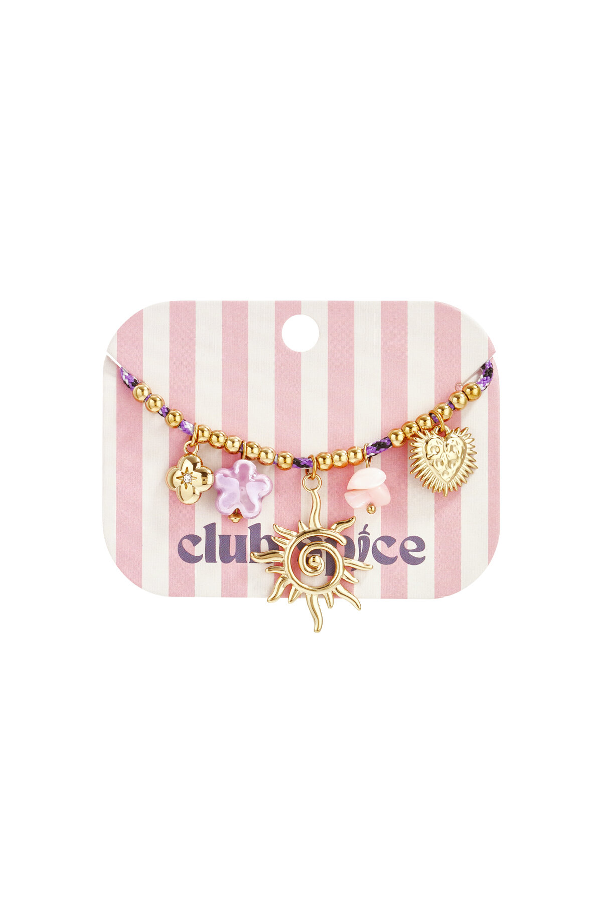 Colorful cord bracelet with varying pendants purple h5 Picture4