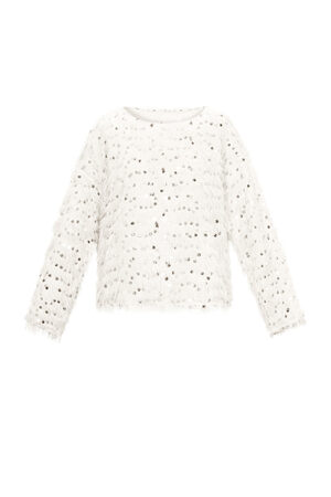 Woven Polyester Fiber Women's Long Sleeve Top Elegant Sequins h5 Picture9