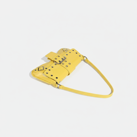 1 Piece Bright-colored Rivet Leather Buckle Women's Shoulder Bags 2