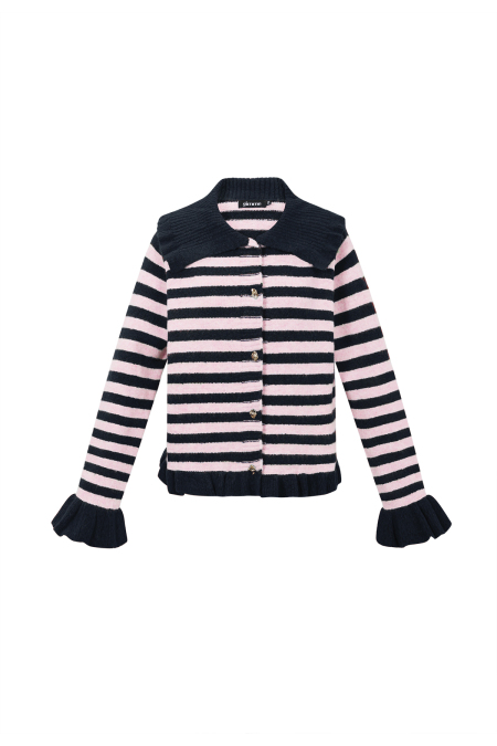 Gestrickte Polyesterfaser Damen-Cardigan Casual Streifen 2