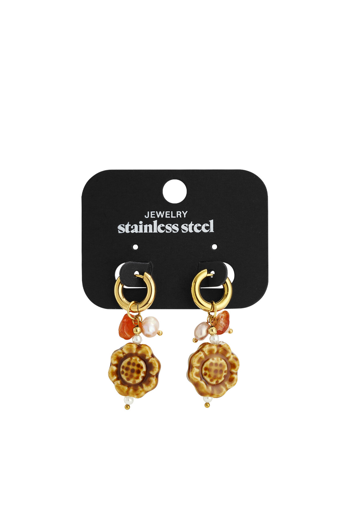 Boucles d'oreilles pendantes en acier inoxydable, série Fleur, décontractée, simple et quotidienne, bijoux pour femmes Image5