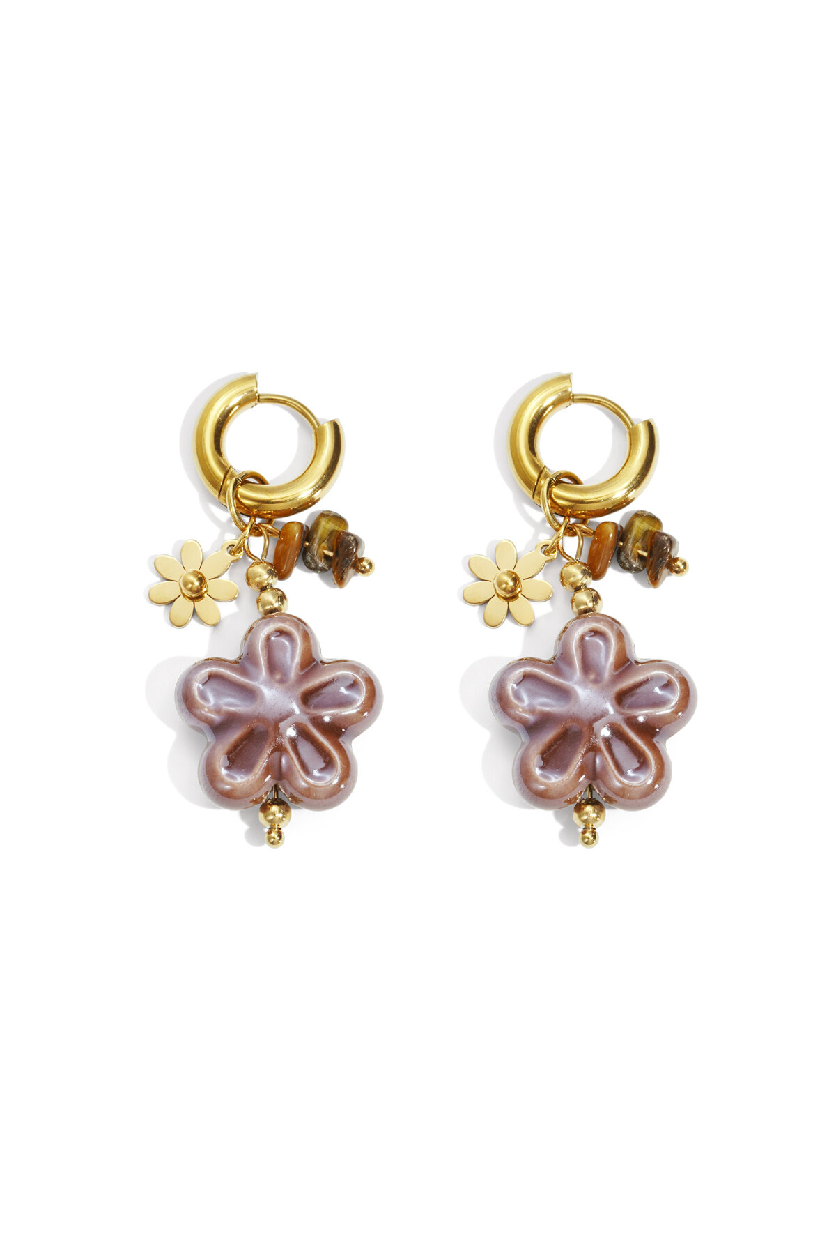 Stainless Steel Drop Earrings Flower Daily Daily Simple Series Women's jewelry h5 