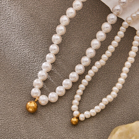 Elegant Beads Stainless Steel Gold Color Women's Beaded Necklaces
