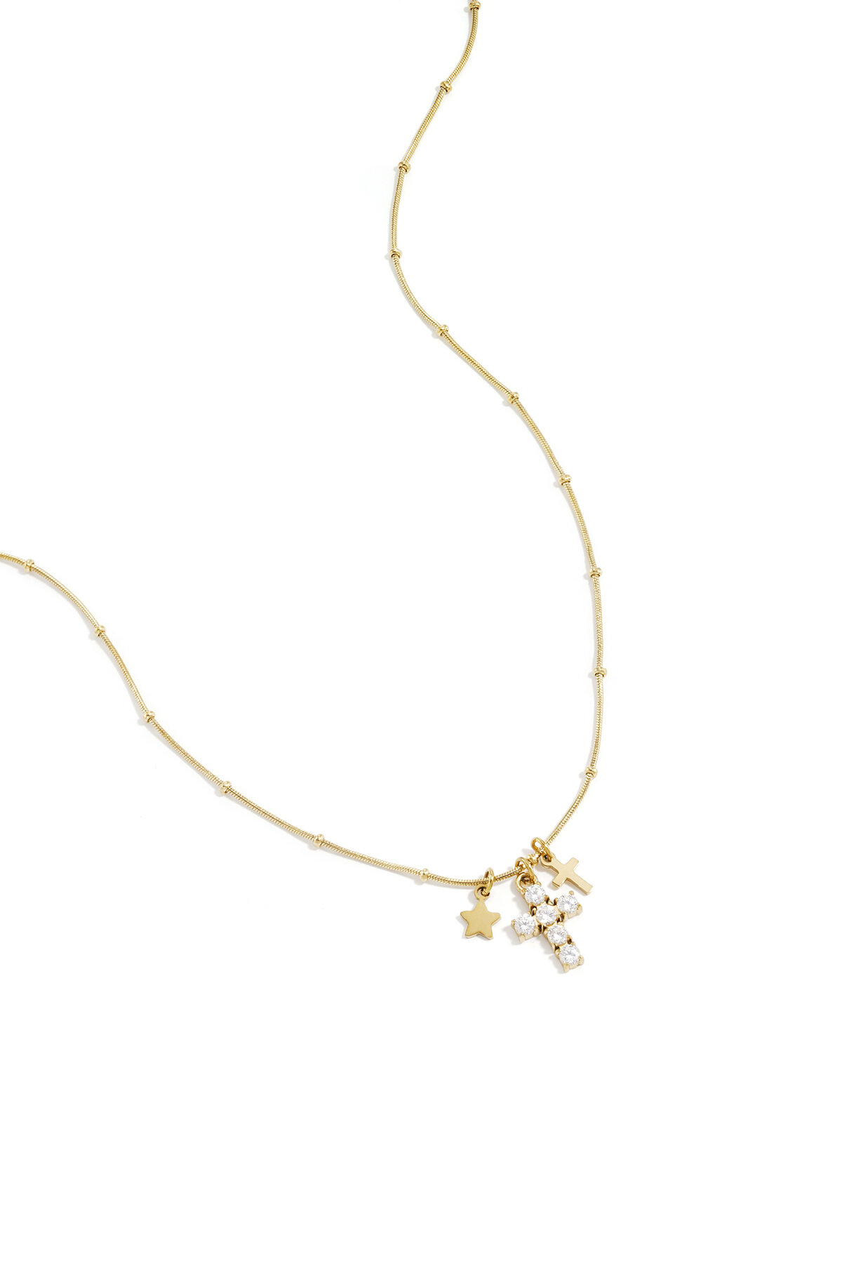 Necklace with cross and star charms h5 