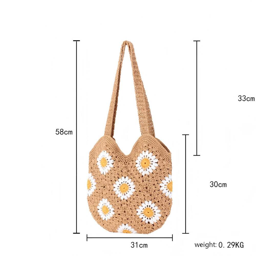 Borse da spiaggia da donna in cotone intrecciato Daisy Vacation h5Immagine5