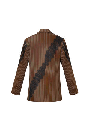 Woven Polyester Fiber Women's Suit Set Elegant Stripes Lace Panel h5 Picture3