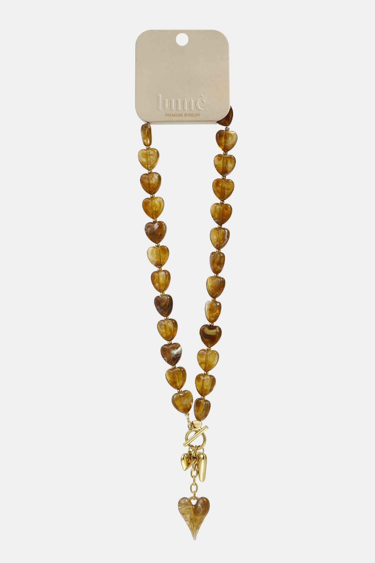 Bead necklace with hanging heart charms h5Picture6