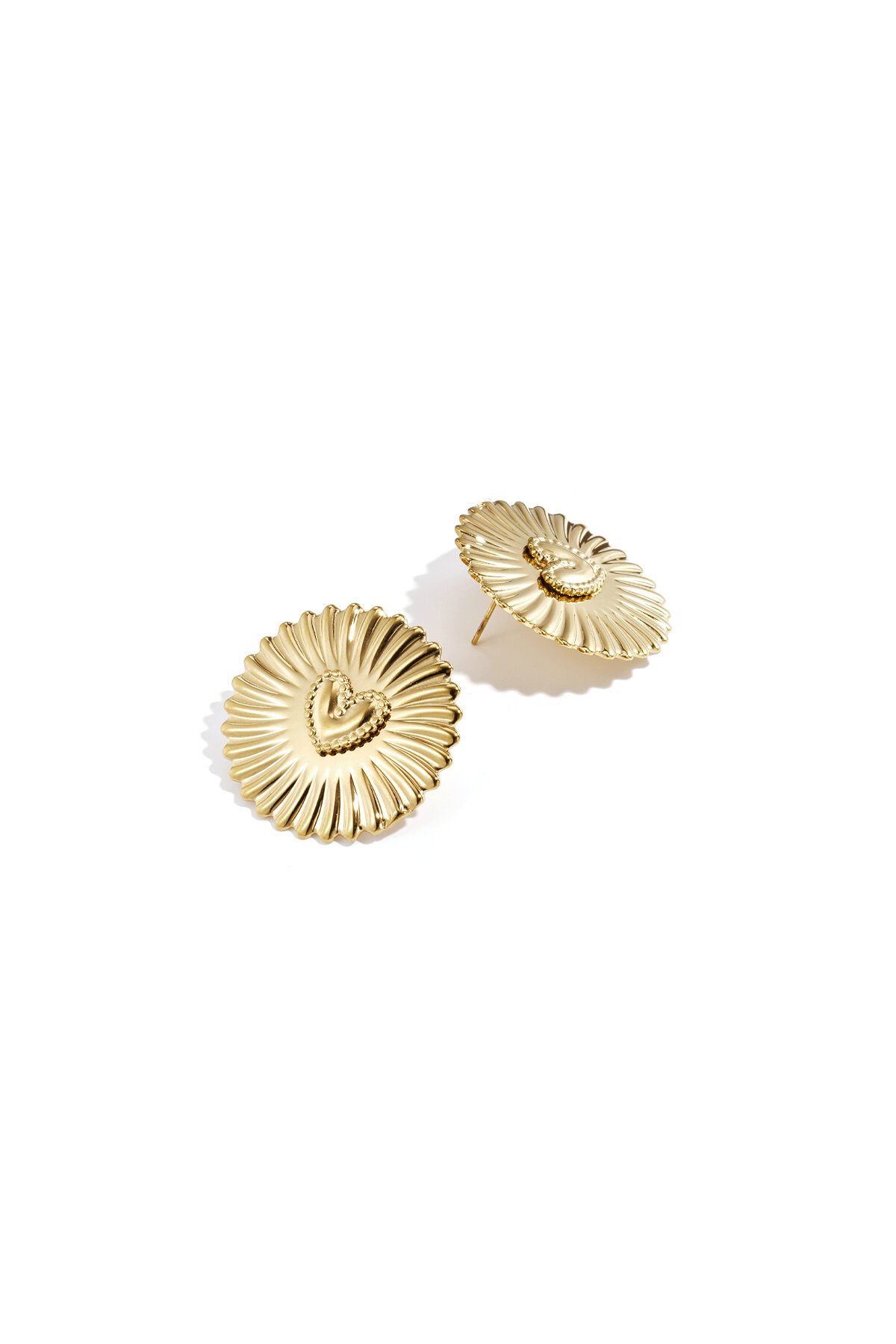 Statement earrings sparkling coin with heart h5 Picture2