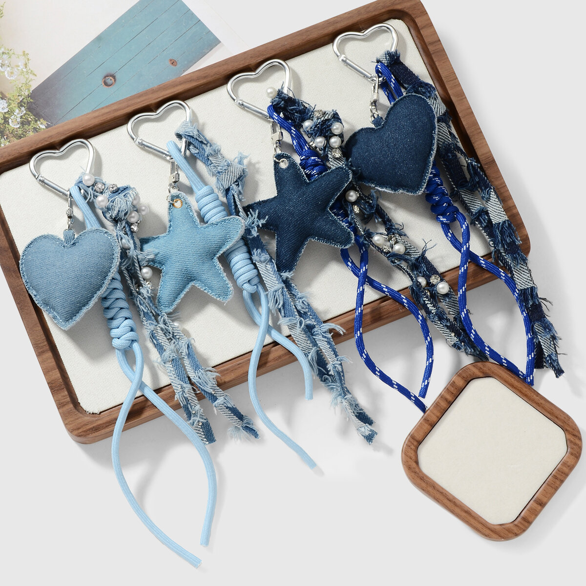 Denim Heart Alloy Bag Charms