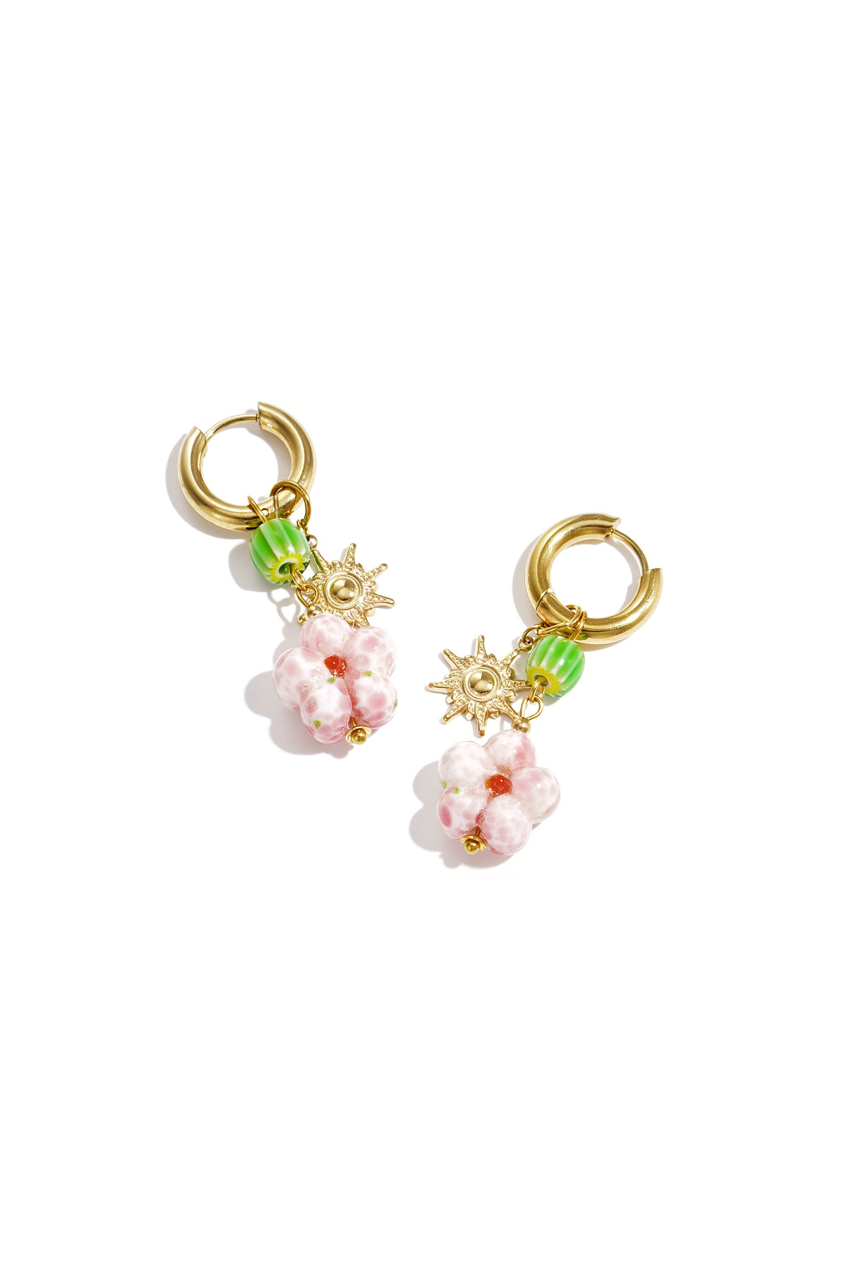 Boucles d'oreilles avec pendentifs perlés et breloque soleil 2