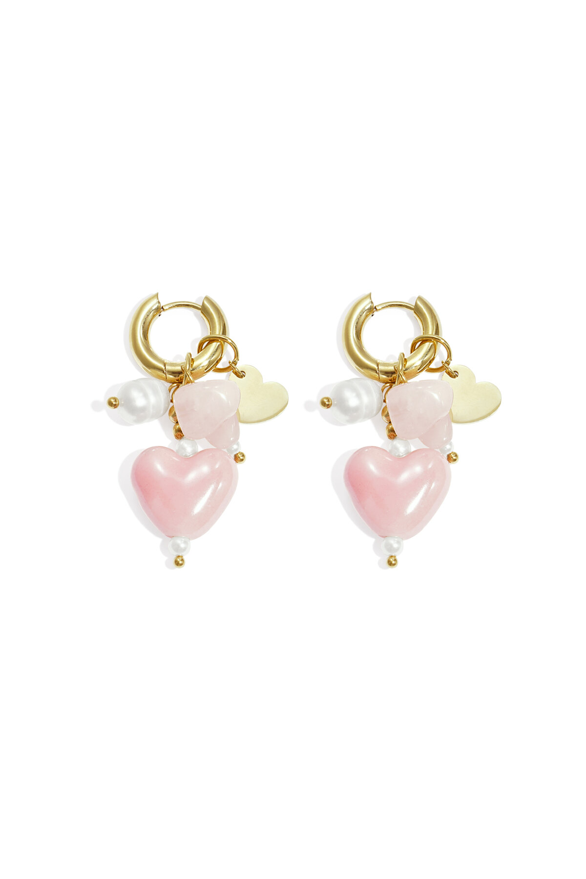 Earrings with beads and heart charms h5 