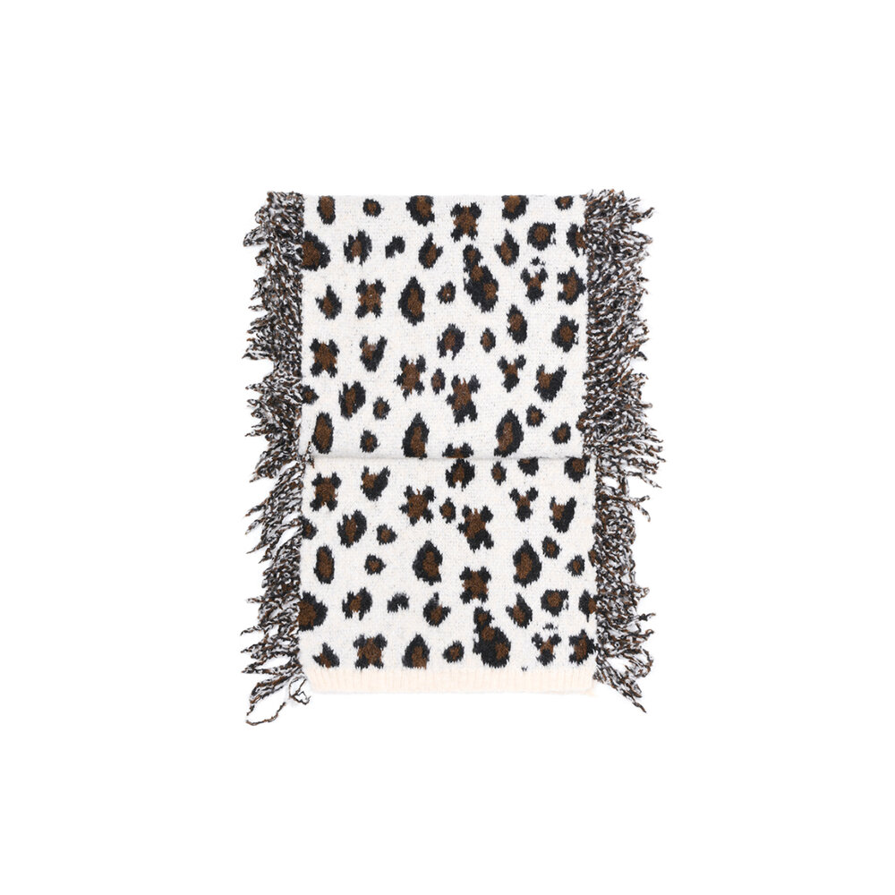 1 Piece Leopard Print Tassels Wool Women's Winter Scarves h5Picture7