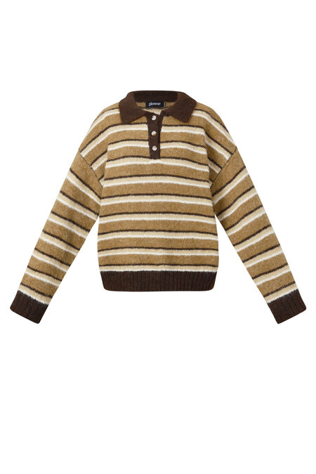 Knitted polo sweater with stripes 2