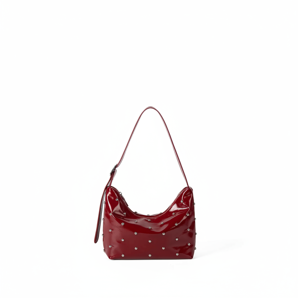 1 Piece Simple Series Casual Solid Color Rivet PU Women's Shoulder Bags