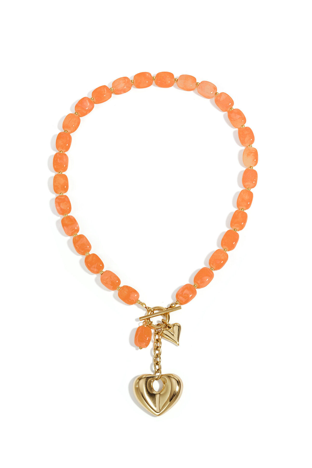 Squoval beaded necklace hanging heart h5 Picture4