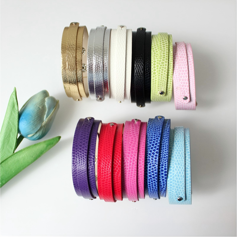 Luxurious Series DIY Snake Scale Print Pu Women's Charm Bracelets h5 Picture4