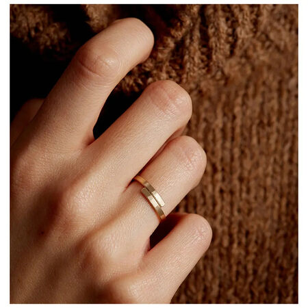 Simple Series Everyday Gold - colored Stainless Steel Waterproof Couple Rings