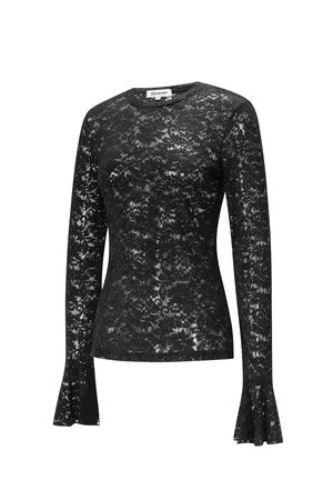 Woven Polyester Long Sleeve Tops Elegant Lace Panel h5 Picture2