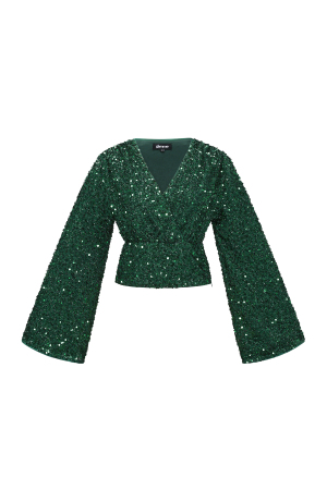Woven Polyester Fiber Women's Long Sleeve Tops 2-Piece Set Sequins h5 Picture10