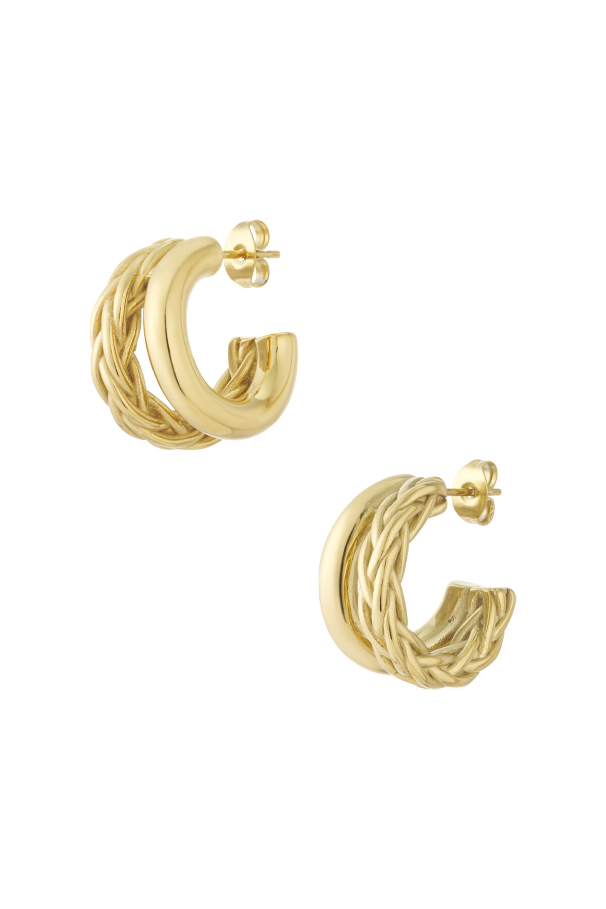 Small double braided hoop earrings 