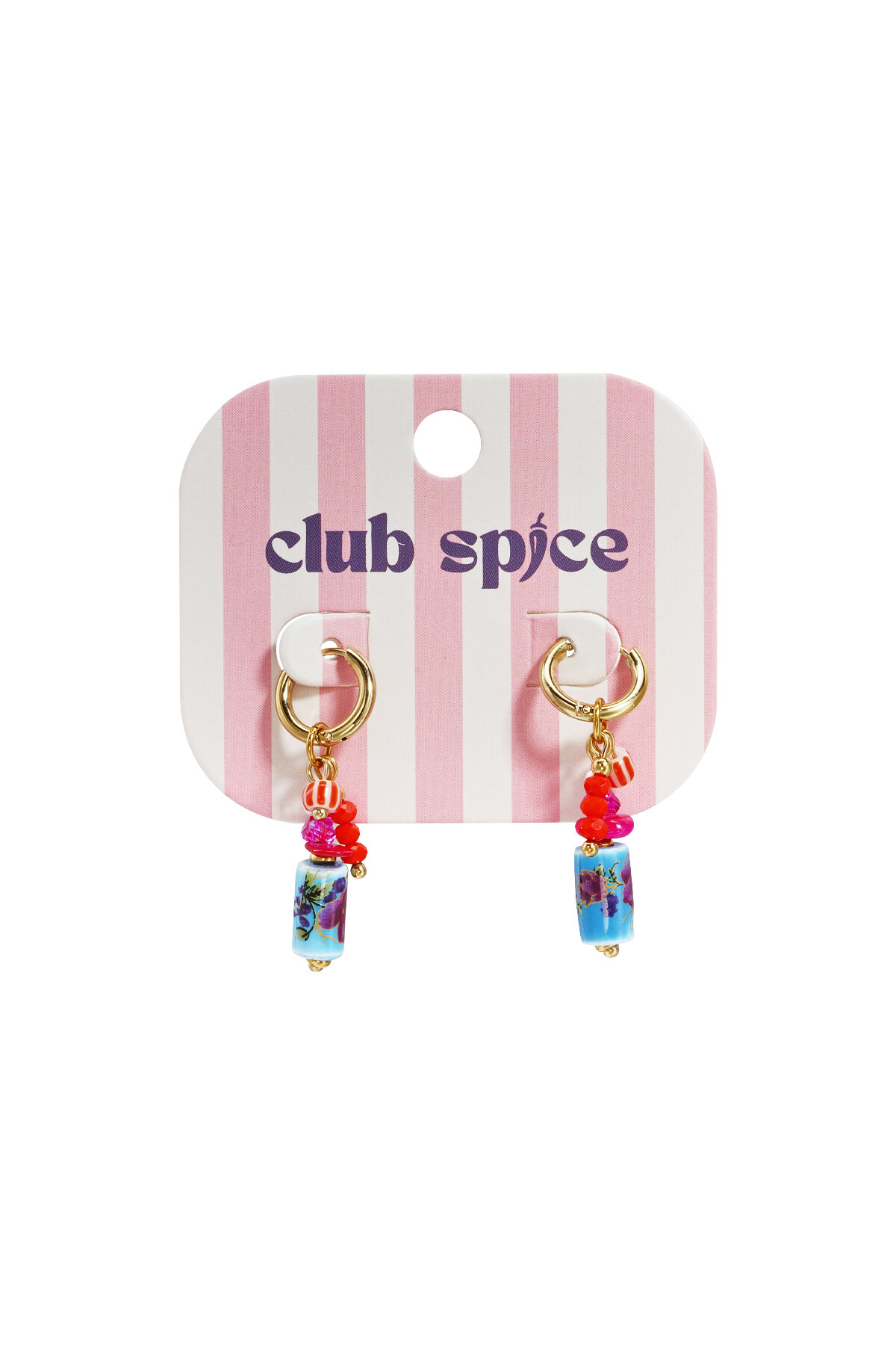 Earrings with dangling beads and a floral print h5 Picture3