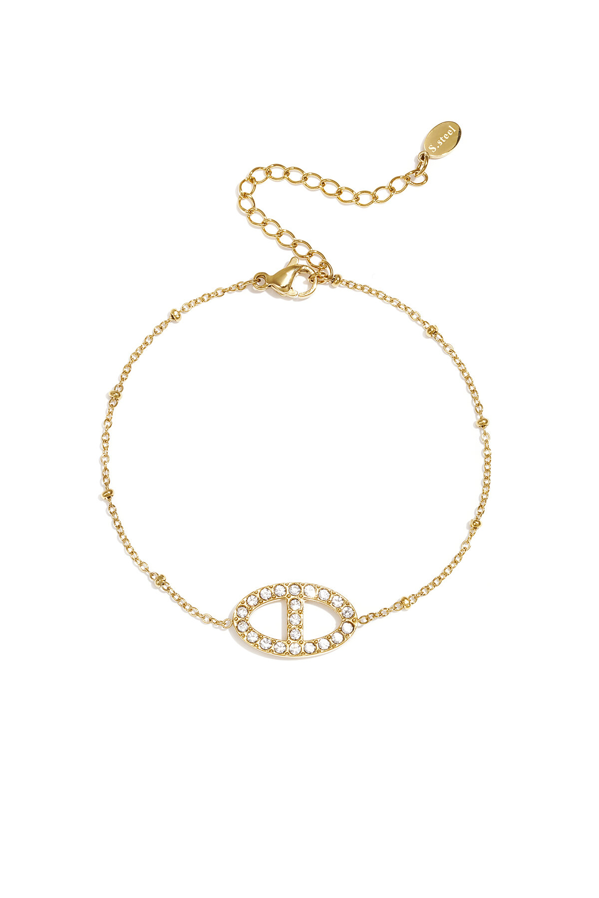 Bracelet with stones in oval charm 