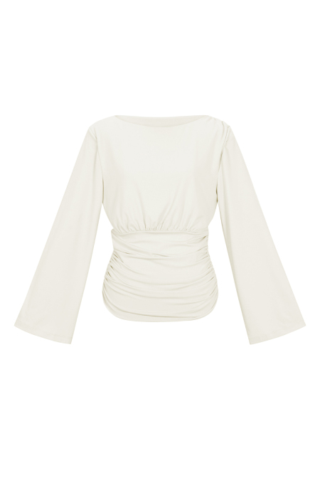 Langarm-Tops aus Polyesterfaser (Polyester), einfarbig, elegant, Einheitspassform 2