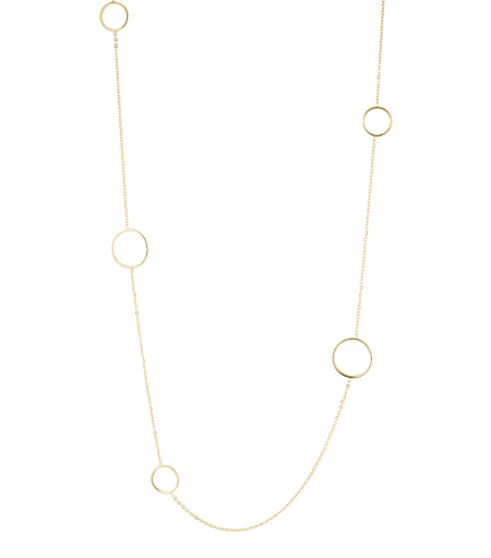 long necklace with various round charms