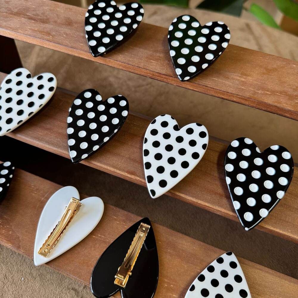Classic Heart Polka Dots Acetate Women's Hair Clips h5Picture4