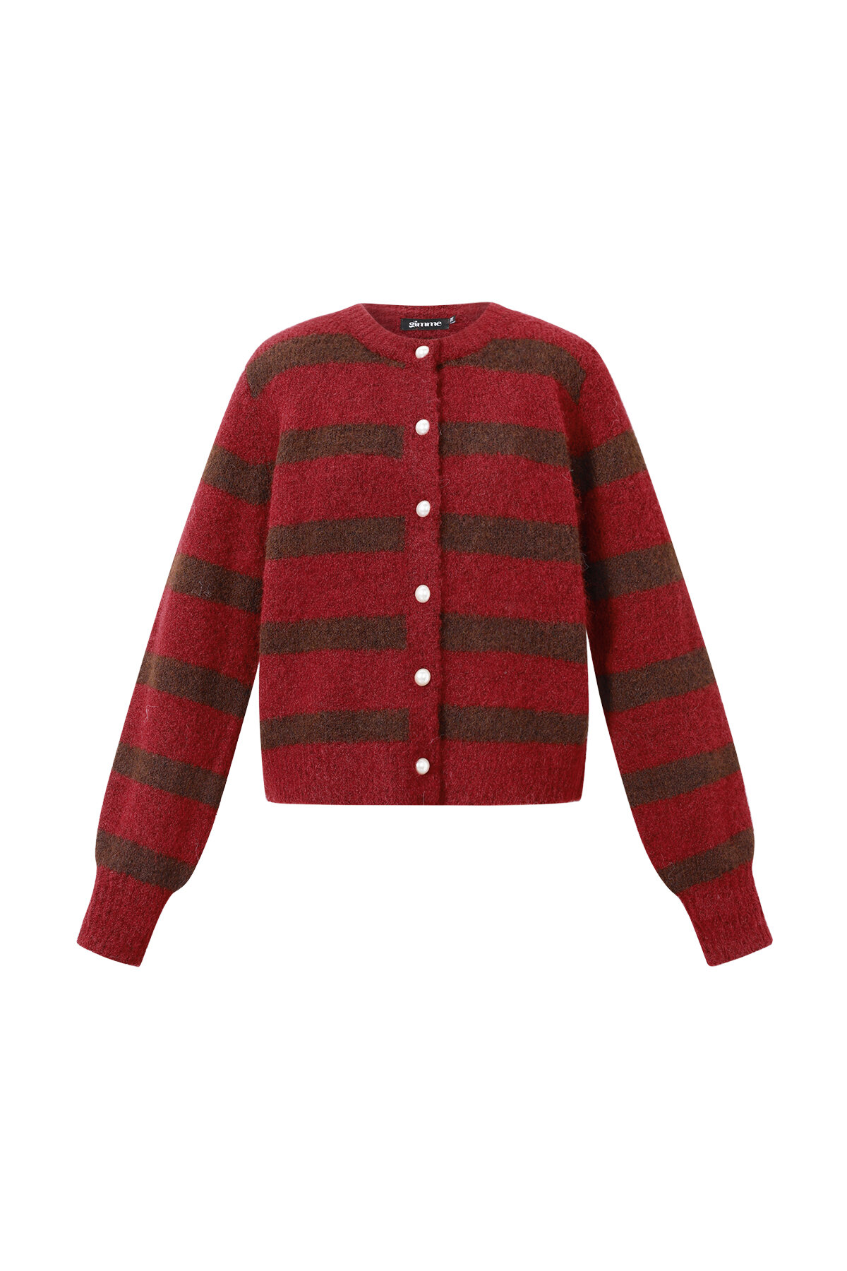 Knitted Polyester Fiber Women's Cardigan Casual Stripes h5