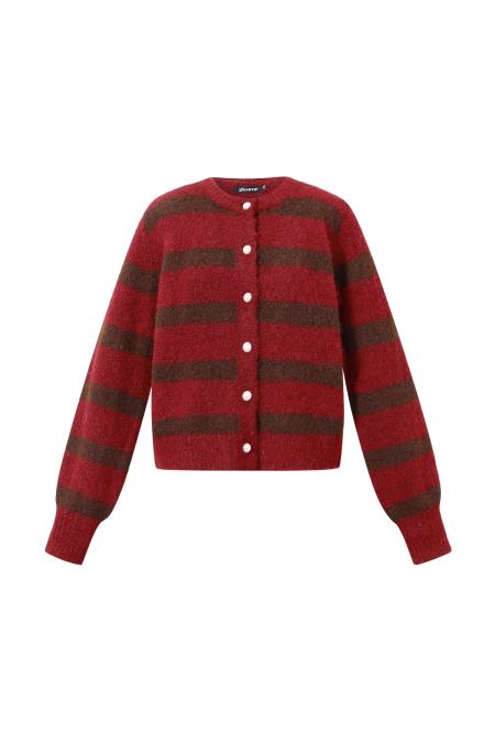 Knitted Polyester Fiber Women's Cardigan Casual Stripes 2