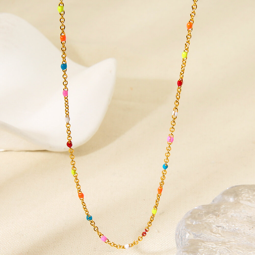 Light Luxury and Sweet Multi - colored DIY Stainless Steel Waterproof Bead Cha h5Picture6