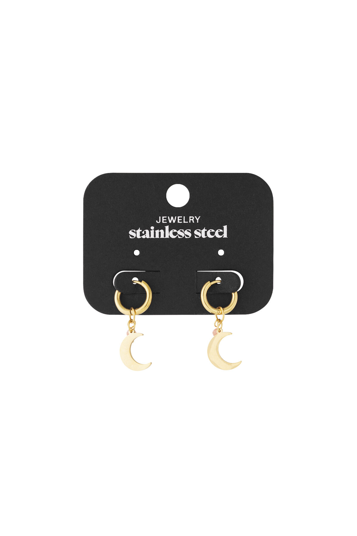 Earrings with moon charm and coloured bead h5 Picture4