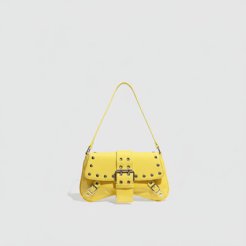 1 Piece Bright-colored Rivet Leather Buckle Women's Shoulder Bags