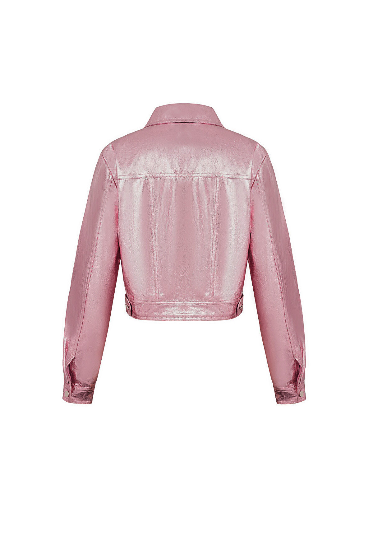 PU Damen Kurze Jacke Glänzende Metallische Oberfläche h5 Bild7
