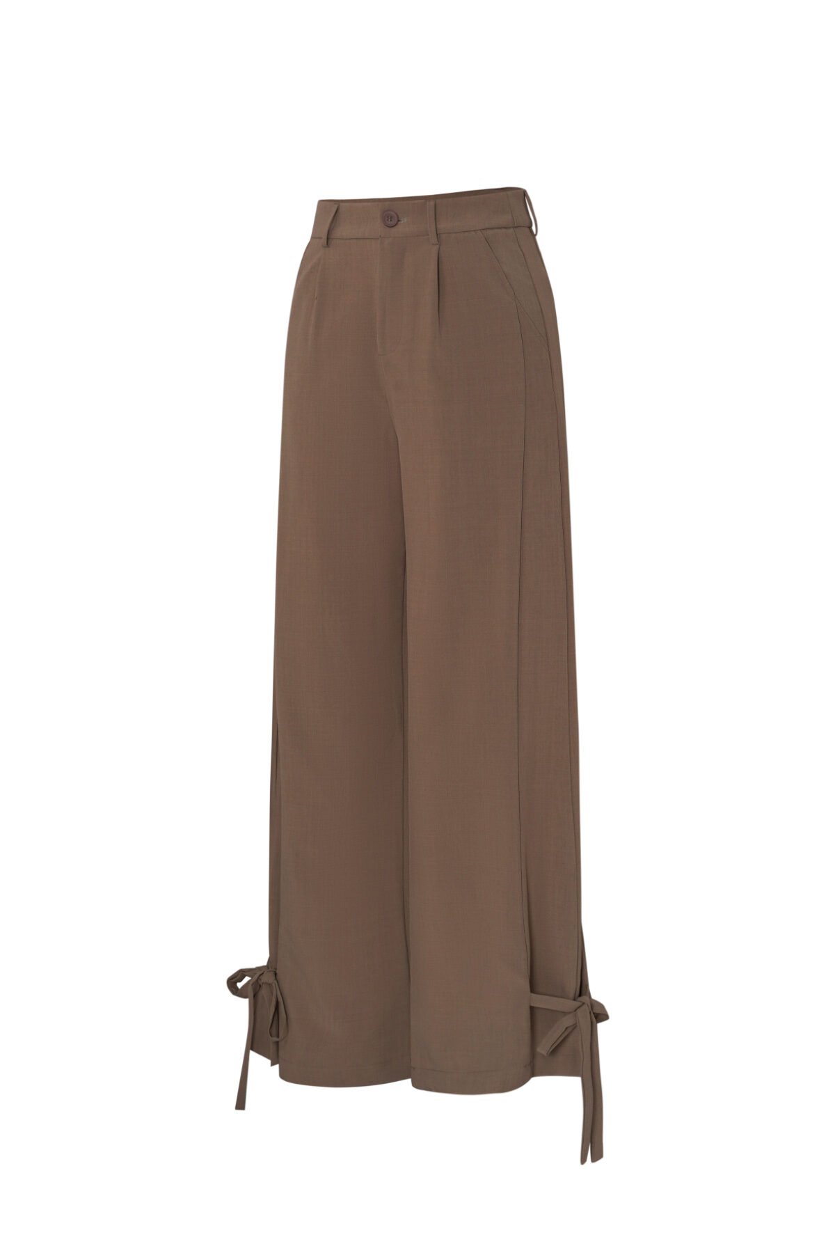 Woven Polyester Fiber Women's Straight Pants Casual Tie-up Picture2