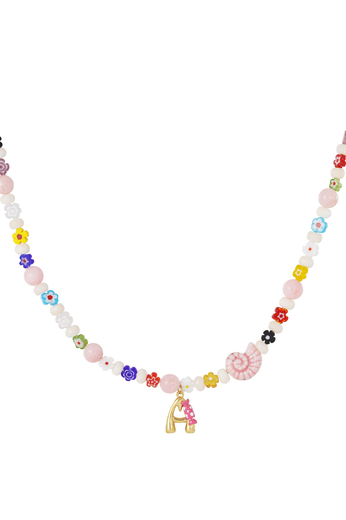 Happy beaded Initials necklace with charms 2