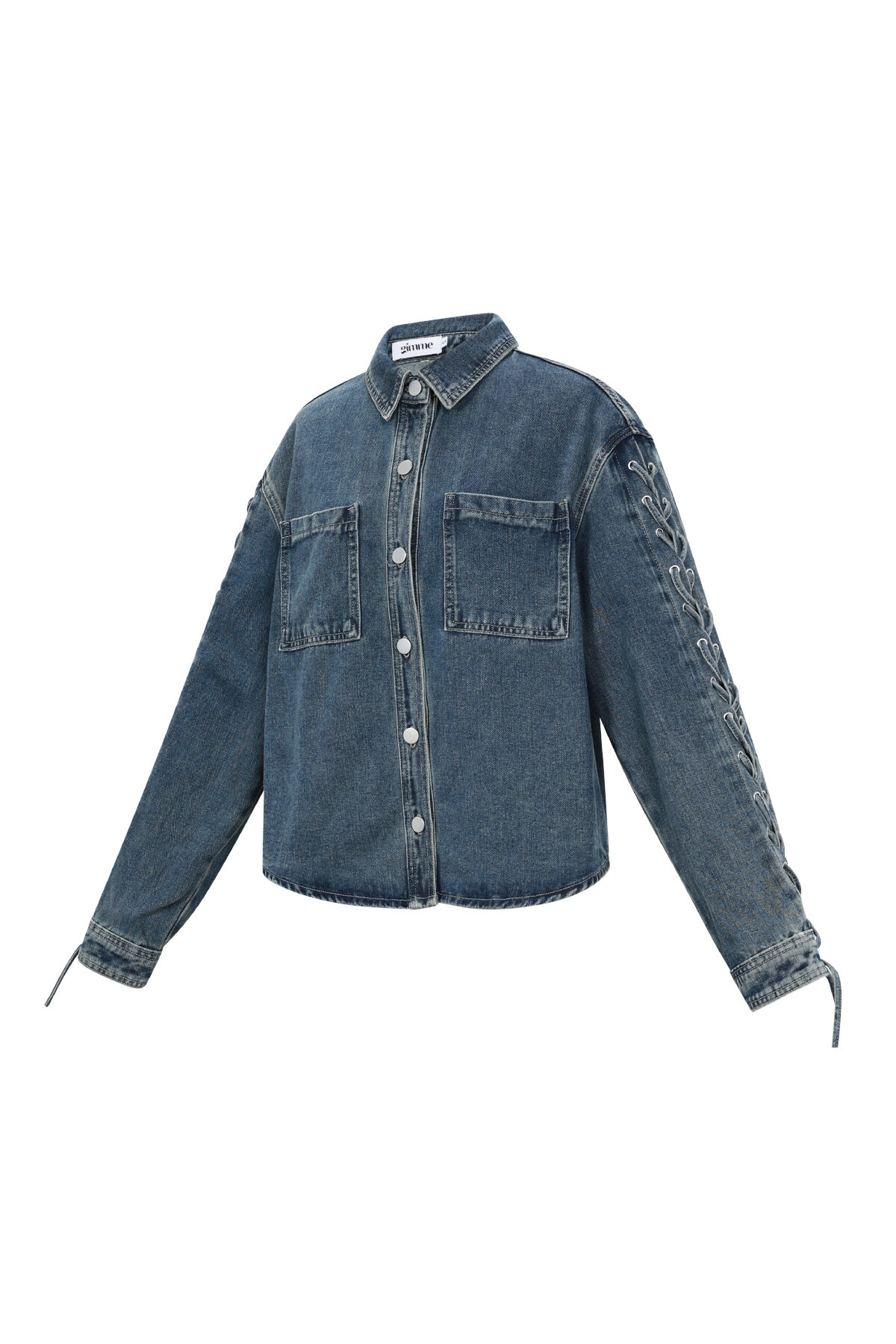 Woven Cotton Women's Denim Jacket Casual Tie-up h5 Picture2