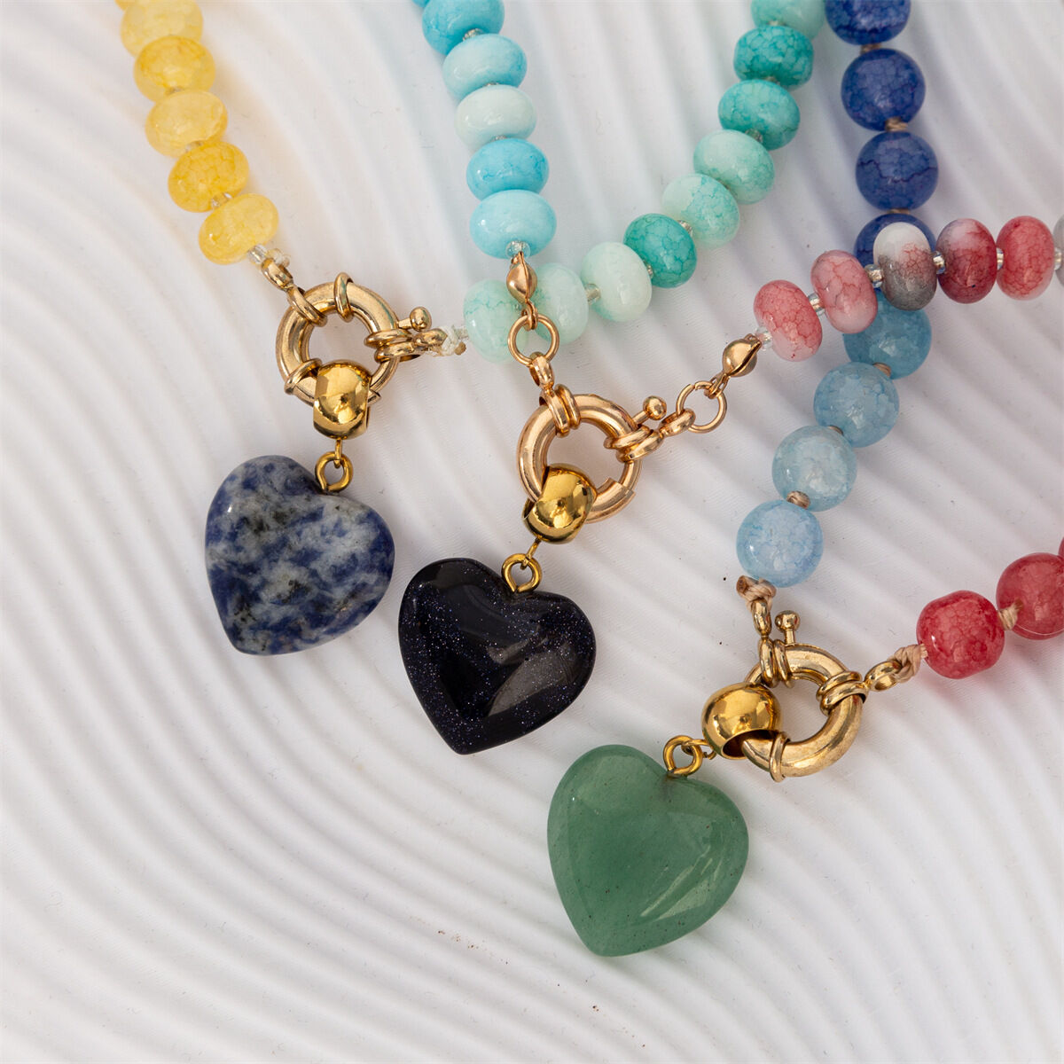 Glass Beads Heart Natural Stones Women's Beaded Necklaces h5 Picture2
