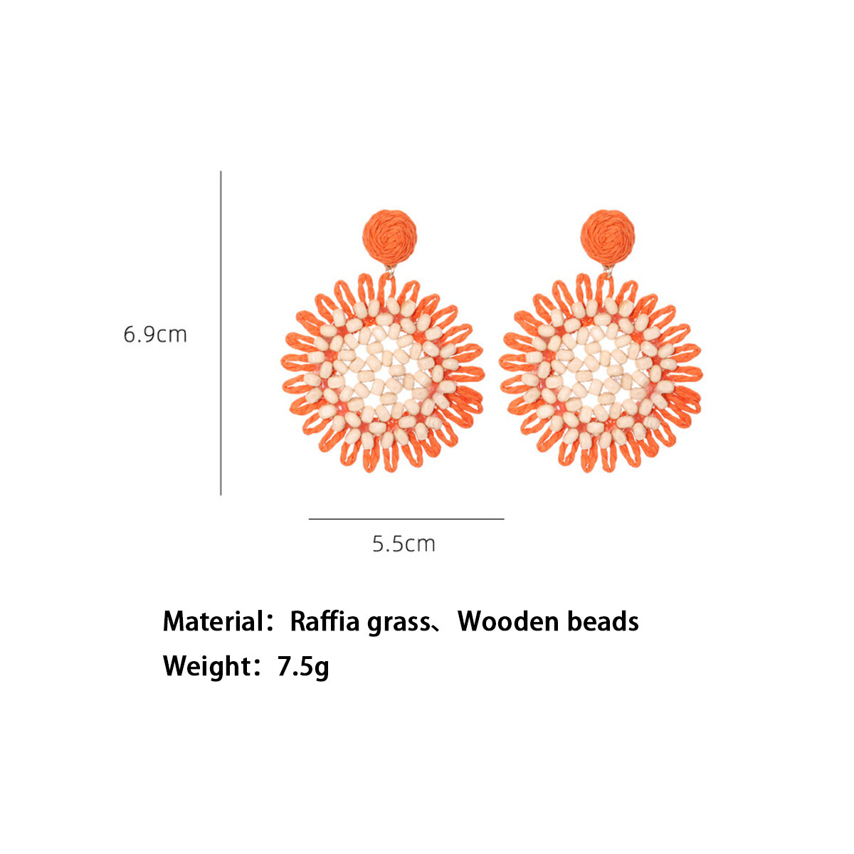 Romantic Series Vacation Flower Raffia Women's Drop Earrings h5Picture4