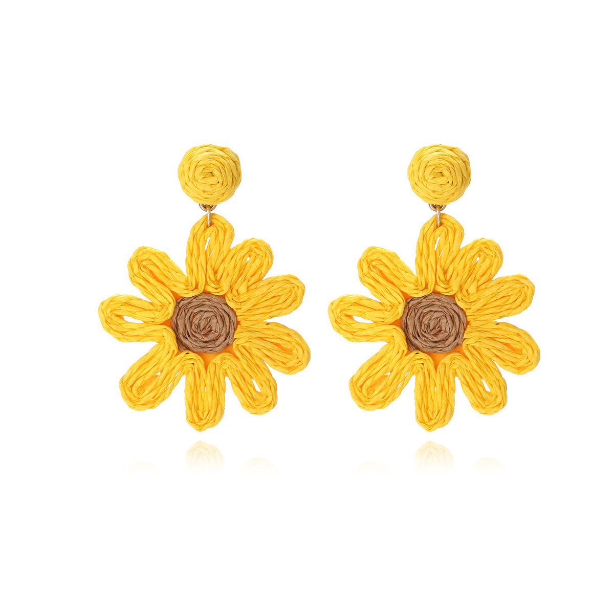Romantic Series Sweet Flower Raffia Women's Drop Earrings h5 Picture2