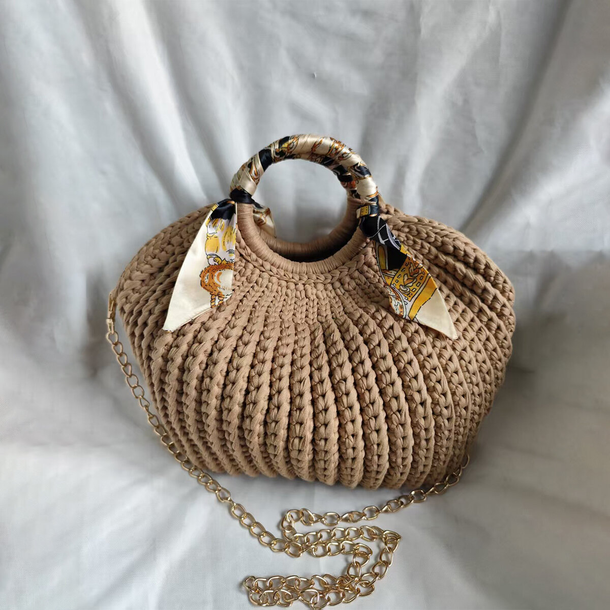 Vacation Style Woven Solid Color Women's Round Bag